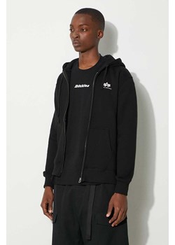 Alpha Industries bluza Basic Zip Hoody SL męska kolor czarny z kapturem z nadrukiem 118342.03 ze sklepu PRM w kategorii Bluzy męskie - zdjęcie 174097700