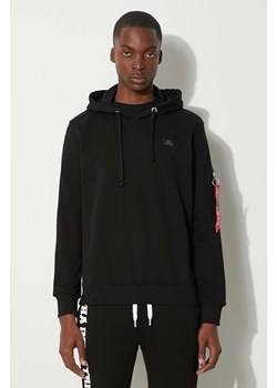 Alpha Industries bluza X-Fit Hoody męska kolor czarny z kapturem gładka 158321 03 ze sklepu PRM w kategorii Bluzy męskie - zdjęcie 174097702