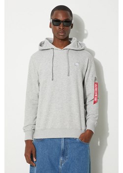 Alpha Industries bluza X-Fit Hoody męska kolor szary z kapturem gładka 158321 17 158321.17 ze sklepu PRM w kategorii Bluzy męskie - zdjęcie 174097704