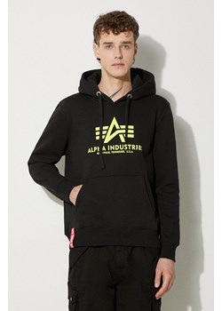 Alpha Industries bluza męska kolor czarny z kapturem z nadrukiem 178312NP.478-CZARNY ze sklepu PRM w kategorii Bluzy męskie - zdjęcie 174097724