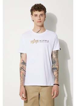 Alpha Industries t-shirt bawełniany  Label kolor biały z nadrukiem 118502FP 09 118502FP.09-BIALY ze sklepu PRM w kategorii T-shirty męskie - zdjęcie 174097860