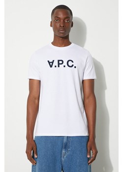 A.P.C. t-shirt bawełniany Vpc Blanc kolor biały z nadrukiem COBQX.H26586-DARKNAVY ze sklepu PRM w kategorii T-shirty męskie - zdjęcie 174097880