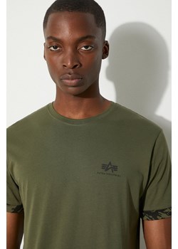 Alpha Industries t-shirt bawełniany kolor zielony gładki 106509.634-ZIELONY ze sklepu PRM w kategorii T-shirty męskie - zdjęcie 174097884