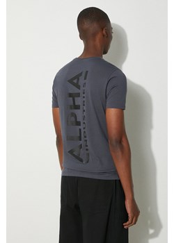 Alpha Industries t-shirt bawełniany Backprint kolor szary z nadrukiem 128507.412-SZARY ze sklepu PRM w kategorii T-shirty męskie - zdjęcie 174097892