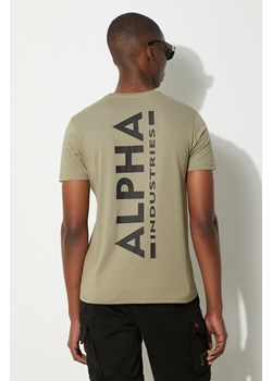 Alpha Industries t-shirt bawełniany Backprint kolor zielony z nadrukiem 128507.154-ZIELONY ze sklepu PRM w kategorii T-shirty męskie - zdjęcie 174097894