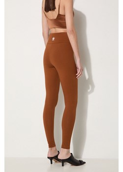 adidas Originals legginsy damskie kolor brązowy gładkie IL9623-BRAZOWY ze sklepu PRM w kategorii Spodnie damskie - zdjęcie 174098170