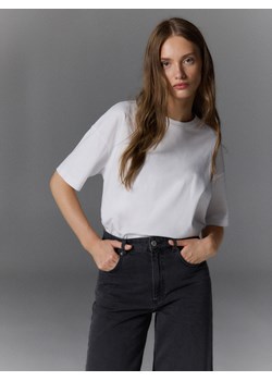 Reserved - T-shirt oversize z merceryzowanej bawełny - biały ze sklepu Reserved w kategorii Bluzki damskie - zdjęcie 174099334