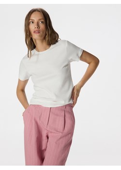 Reserved - T-shirt slim fit z domieszką jedwabiu - biały ze sklepu Reserved w kategorii Bluzki damskie - zdjęcie 174099342