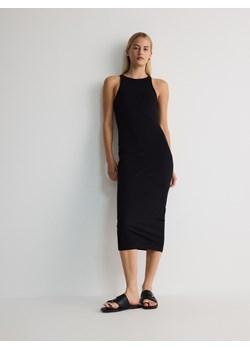 Reserved - Sukienka maxi z bawełnianej dzianiny - czarny ze sklepu Reserved w kategorii Sukienki - zdjęcie 174099433