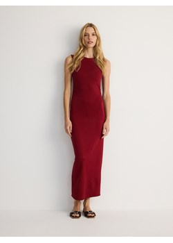 Reserved - Dzianinowa sukienka midi z wiskozą - kasztanowy ze sklepu Reserved w kategorii Sukienki - zdjęcie 174099632