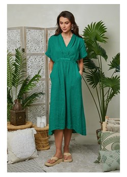 Lin Passion Lniana sukienka w kolorze zielonym ze sklepu Limango Polska w kategorii Sukienki - zdjęcie 174100142
