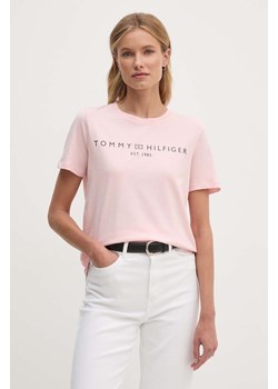 Tommy Hilfiger t-shirt bawełniany damski kolor różowy WW0WW40276 ze sklepu ANSWEAR.com w kategorii Bluzki damskie - zdjęcie 174101162