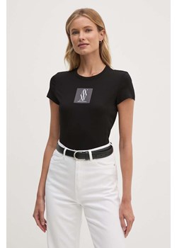 Armani Exchange t-shirt bawełniany damski kolor czarny 6DYT03 YJ3RZ ze sklepu ANSWEAR.com w kategorii Bluzki damskie - zdjęcie 174101430