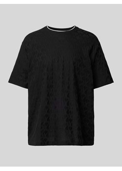 T-shirt z prążkowanym,okrągłym dekoltem model ‘Jaquard’ ze sklepu Peek&Cloppenburg  w kategorii T-shirty męskie - zdjęcie 174101783
