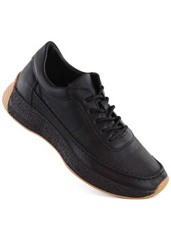 Skórzane buty sportowe damskie czarne Sergio Leone SP013 ze sklepu ButyModne.pl w kategorii Buty sportowe damskie - zdjęcie 174102140