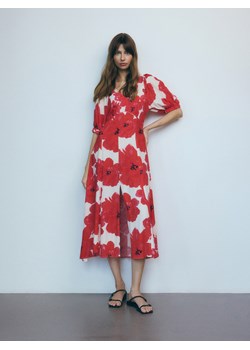 Reserved - Sukienka midi z bufiastymi rękawami - wielobarwny ze sklepu Reserved w kategorii Sukienki - zdjęcie 174104602