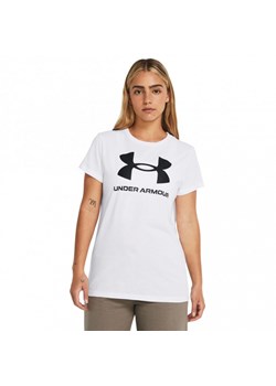 Damski t-shirt z nadrukiem Under Armour UA Rival Logo SS - biały ze sklepu Sportstylestory.com w kategorii Bluzki damskie - zdjęcie 174106524