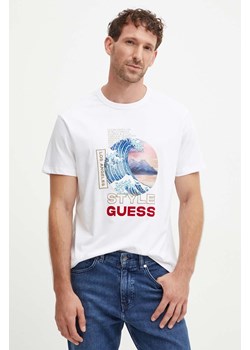 Guess t-shirt bawełniany męski kolor biały z aplikacją M4YI12 I3Z14 ze sklepu ANSWEAR.com w kategorii T-shirty męskie - zdjęcie 174108631