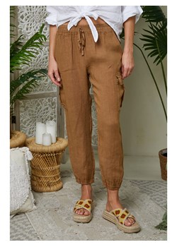 Lin Passion Lniane spodnie w kolorze jasnobrązowym ze sklepu Limango Polska w kategorii Spodnie damskie - zdjęcie 174109984