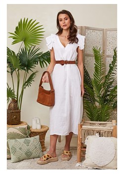 Lin Passion Lniana sukienka w kolorze białym ze sklepu Limango Polska w kategorii Sukienki - zdjęcie 174110112