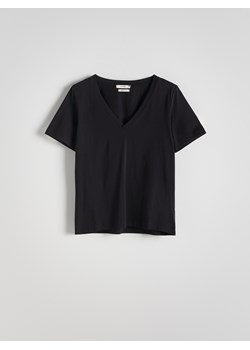 Reserved - T-shirt z dekoltem V - czarny ze sklepu Reserved w kategorii Bluzki damskie - zdjęcie 174112612
