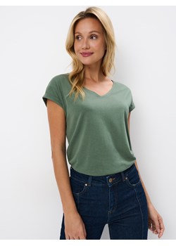 Mohito - Zielony t-shirt z krótkim rękawem - zielony ze sklepu Mohito w kategorii Bluzki damskie - zdjęcie 174114311