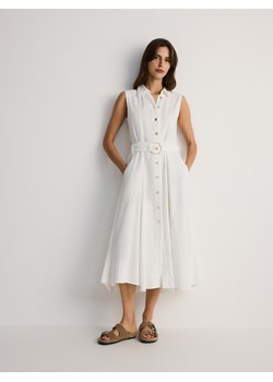 Reserved - Szmizjerka z odkrytymi ramionami - złamana biel ze sklepu Reserved w kategorii Sukienki - zdjęcie 174114614