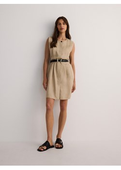 Reserved - Sukienka mini z lyocellu i lnu - beżowy ze sklepu Reserved w kategorii Sukienki - zdjęcie 174114640