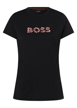 BOSS Orange Koszulka damska - C_Elogo_print6 Kobiety Bawełna granatowy nadruk ze sklepu vangraaf w kategorii Bluzki damskie - zdjęcie 174114734