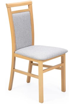 Klasyczne krzesło tapicerowane tkaniną dąb artisan + szary H1-D61 ze sklepu Edinos.pl w kategorii Krzesła - zdjęcie 174116421
