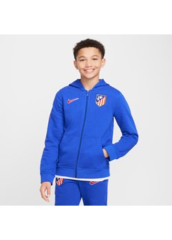 Piłkarska bluza z kapturem i zamkiem na całej długości dla dużych dzieci (chłopców) Nike Atlético Madryt Club (wersja domowa) - Niebieski ze sklepu Nike poland w kategorii Bluzy chłopięce - zdjęcie 174117854