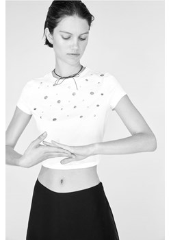 H & M - Krótki T-shirt ze zdobieniami - Biały ze sklepu H&M w kategorii Bluzki damskie - zdjęcie 174118153