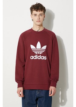 adidas Originals bluza bawełniana Adicolor Classics Trefoil Crewneck Sweatshirt męska kolor czerwony wzorzysta IA4856-CZERWONY ze sklepu PRM w kategorii Bluzy męskie - zdjęcie 174118994