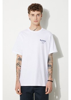 Barbour t-shirt bawełniany męski kolor biały z nadrukiem MTS1119 ze sklepu PRM w kategorii T-shirty męskie - zdjęcie 174119024