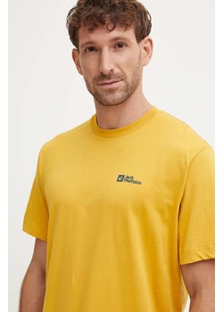 Jack Wolfskin t-shirt bawełniany Essential kolor żółty gładki 1808382 ze sklepu ANSWEAR.com w kategorii T-shirty męskie - zdjęcie 174126462