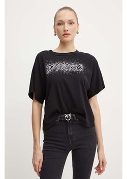 Pinko t-shirt bawełniany damski kolor czarny 103993 A231 ze sklepu ANSWEAR.com w kategorii Bluzki damskie - zdjęcie 174126964