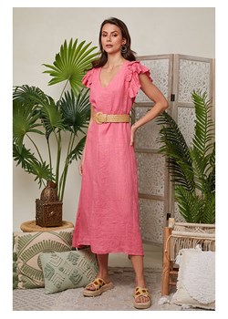 Lin Passion Lniana sukienka w kolorze różowym ze sklepu Limango Polska w kategorii Sukienki - zdjęcie 174129054