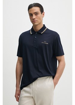 Paul&amp;Shark polo bawełniane kolor granatowy z nadrukiem 14311713 ze sklepu ANSWEAR.com w kategorii T-shirty męskie - zdjęcie 174130264