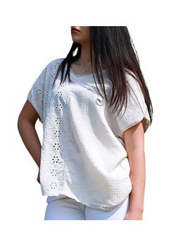 Beżowa bawełniana bluzka damska /H UB754 S298/ ze sklepu Pantofelek24.pl w kategorii Bluzki damskie - zdjęcie 174135874
