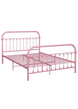 Różowe metalowe łóżko w stylu loft 180x200 cm - Etiosa ze sklepu Edinos.pl w kategorii Łóżka i materace - zdjęcie 174136782
