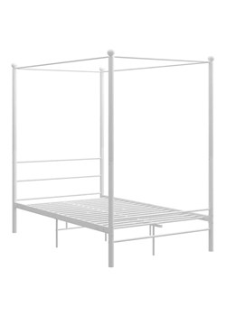 Białe podwójne łóżko z baldachimem 140x200 cm H7-R21 ze sklepu Edinos.pl w kategorii Łóżka i materace - zdjęcie 174136840