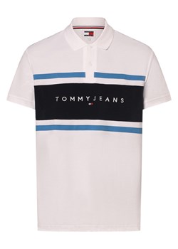 Tommy Jeans Męska koszulka polo Mężczyźni Bawełna biały jednolity ze sklepu vangraaf w kategorii T-shirty męskie - zdjęcie 174141124