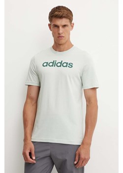 adidas t-shirt bawełniany Essentials męski kolor zielony z nadrukiem IZ4767 ze sklepu ANSWEAR.com w kategorii T-shirty męskie - zdjęcie 174141623