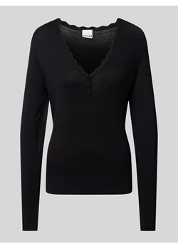 Sweter z dzianiny z dekoltem w serek model ‘DIANE’ ze sklepu Peek&Cloppenburg  w kategorii Swetry damskie - zdjęcie 174141844