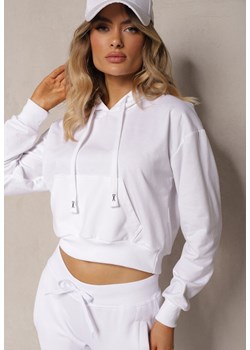 Biała Bluza z Kapturem i Bawełną Ozdobiona Ściągaczami Evianae ze sklepu Renee odzież w kategorii Bluzy damskie - zdjęcie 174145653