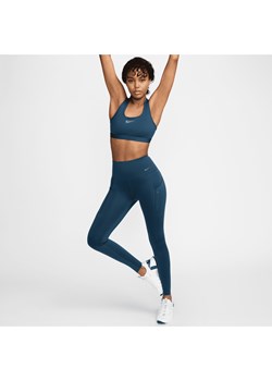 Damskie legginsy o pełnej długości z wysokim stanem i kieszeniami zapewniające mocne wsparcie Nike Go - Niebieski ze sklepu Nike poland w kategorii Spodnie damskie - zdjęcie 174148501