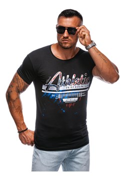 T-shirt męski z nadrukiem 2018S - czarny ze sklepu Edoti w kategorii T-shirty męskie - zdjęcie 174152264