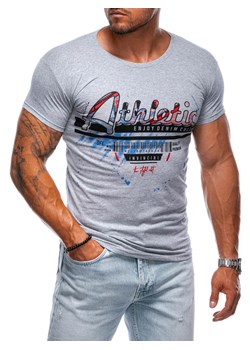T-shirt męski z nadrukiem 2018S - szary ze sklepu Edoti w kategorii T-shirty męskie - zdjęcie 174152273