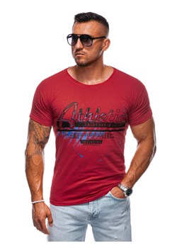 T-shirt męski z nadrukiem 2018S - czerwony ze sklepu Edoti w kategorii T-shirty męskie - zdjęcie 174152291