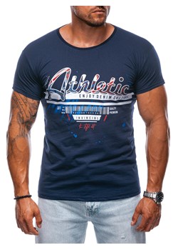 T-shirt męski z nadrukiem 2018S - granatowy ze sklepu Edoti w kategorii T-shirty męskie - zdjęcie 174152302